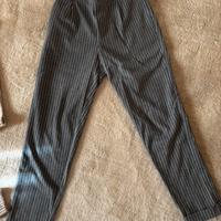 Pantaloni bambina grigi gessati