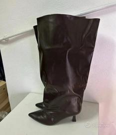 Stivali donna marrone gamba larga tg 39 nuovo
