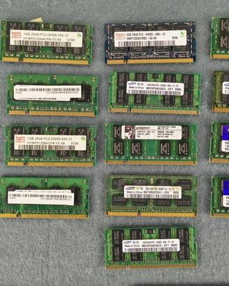 Lotto RAM DDR2 DDR3 desktop e notebook 46 pezzi