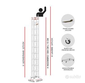 Trabattello in acciaio-Altezza massima 14 Metri