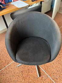 Sedia imbottita girevole ikea, due pezzi