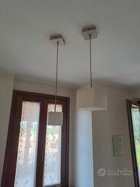 Lampadario Cubo di vetro bianco latte