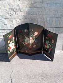 Paravento decorato a mano in legno piccolo