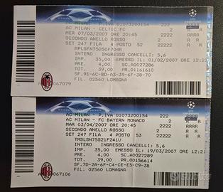 Biglietti partite Champions League Milan 2006/07