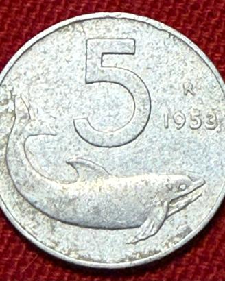 Moneta 5 lire 1953