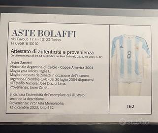 Javier Zanetti Argentina Matchworn Copa America 04