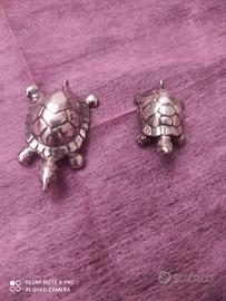 coppia di tartarughe in argento