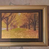 quadrino, con cornice dorata, viale alberato 