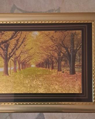 quadrino, con cornice dorata, viale alberato 