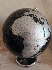 BRANDANI Lampada Mappamondo Nero Argento PVC Metal