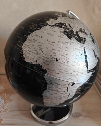BRANDANI Lampada Mappamondo Nero Argento PVC Metal