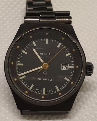 Orologio vintage Veglia Quartz design "total black