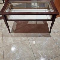 tavolino vetrinetta legno teca