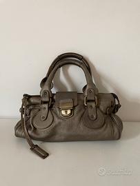 Bauletto vintage in vera pelle bronzo metallizzato