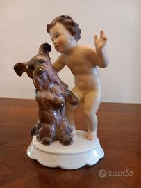 Statuina Rosenthal "Bambino con Scottish terrier"