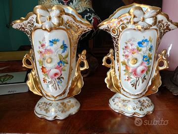 coppia di vasi dipinti Luigi Filippo metà '800