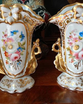 coppia di vasi dipinti Luigi Filippo metà '800