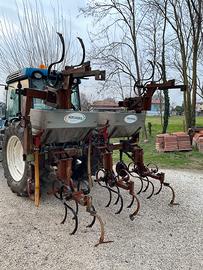 Sarchiatrice Spandiconcime 5 file pieghevole Inox