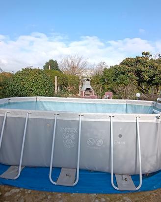 Intex Set Piscina Ovale Prism Frame 610x305x122 cm