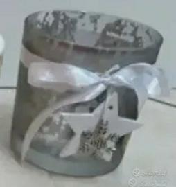 VASO IN VETRO CON FIOCCO E STELLA