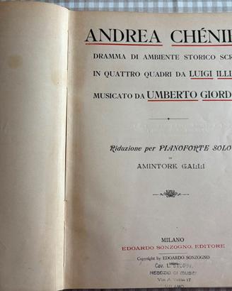 Andrea Chénier spartito pianoforte Sonzogno 1904