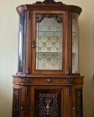 Cristalliera Antica in Legno - Buone Condizioni