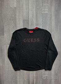 Felpa Guess Nera Girocollo Logo Taglia M
