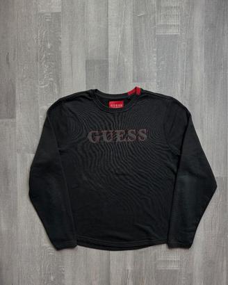Felpa Guess Nera Girocollo Logo Taglia M