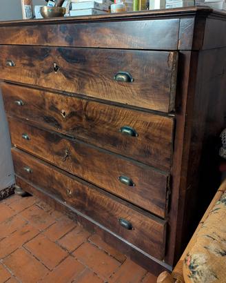Cassettone Antico dell'800 in Piuma di Noce
