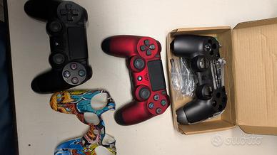 joystick ps4 nero e rosso, cover rigida e silicone