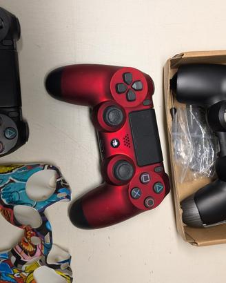 joystick ps4 nero e rosso, cover rigida e silicone