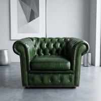 Chesterfield poltrona in pelle vera pelle verde