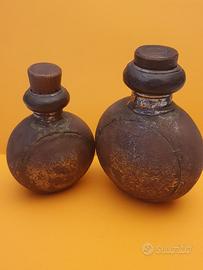 Antiche Fiasche Indiane in Metallo - Rajasthan XIX