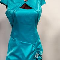 vestito elegante in  raso celeste tg 42/44