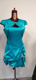 vestito elegante in  raso celeste tg 42/44