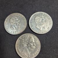 Lotto 3 monete Argento Regno d'Italia da 5 lire 