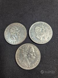 Lotto 3 monete Argento Regno d'Italia da 5 lire 