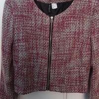 Giacca tessuto boucle' rosa/bianco