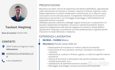 Muratore con esperienza