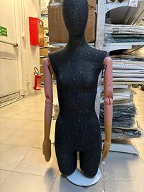 Manichino mezzo busto femminile in tessuto denim
