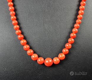 Collana in corallo rosso naturale e oro