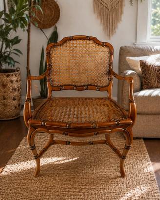 Poltrona francese faux bamboo originale anni '40