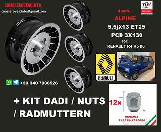 Cerchi ALPINE 13 pollici R4 R5 R6 r7 renault +dadi