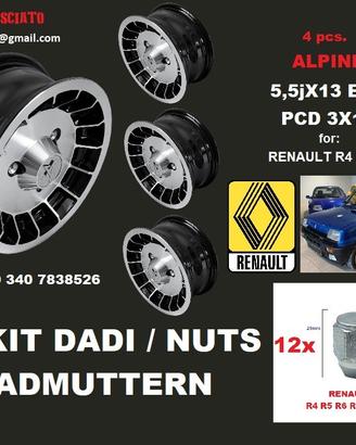 Cerchi ALPINE 13 pollici R4 R5 R6 r7 renault +dadi