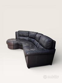 Divano angolare in vera pelle , testa di moro