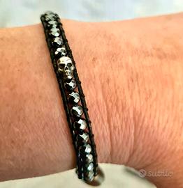Bracciale con pietre pirite e teschio Mychau