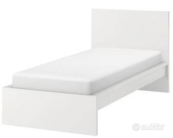 Letto singolo IKEA bianco con rete a doghe + comod