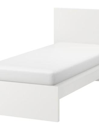 Letto singolo IKEA bianco con rete a doghe + comod