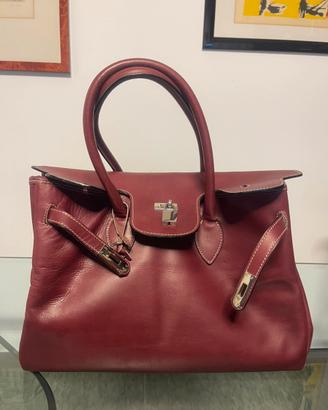 Borsa a mano pelle bordeaux