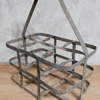 Antico Portabottiglie Industriale in Ferro Zincato